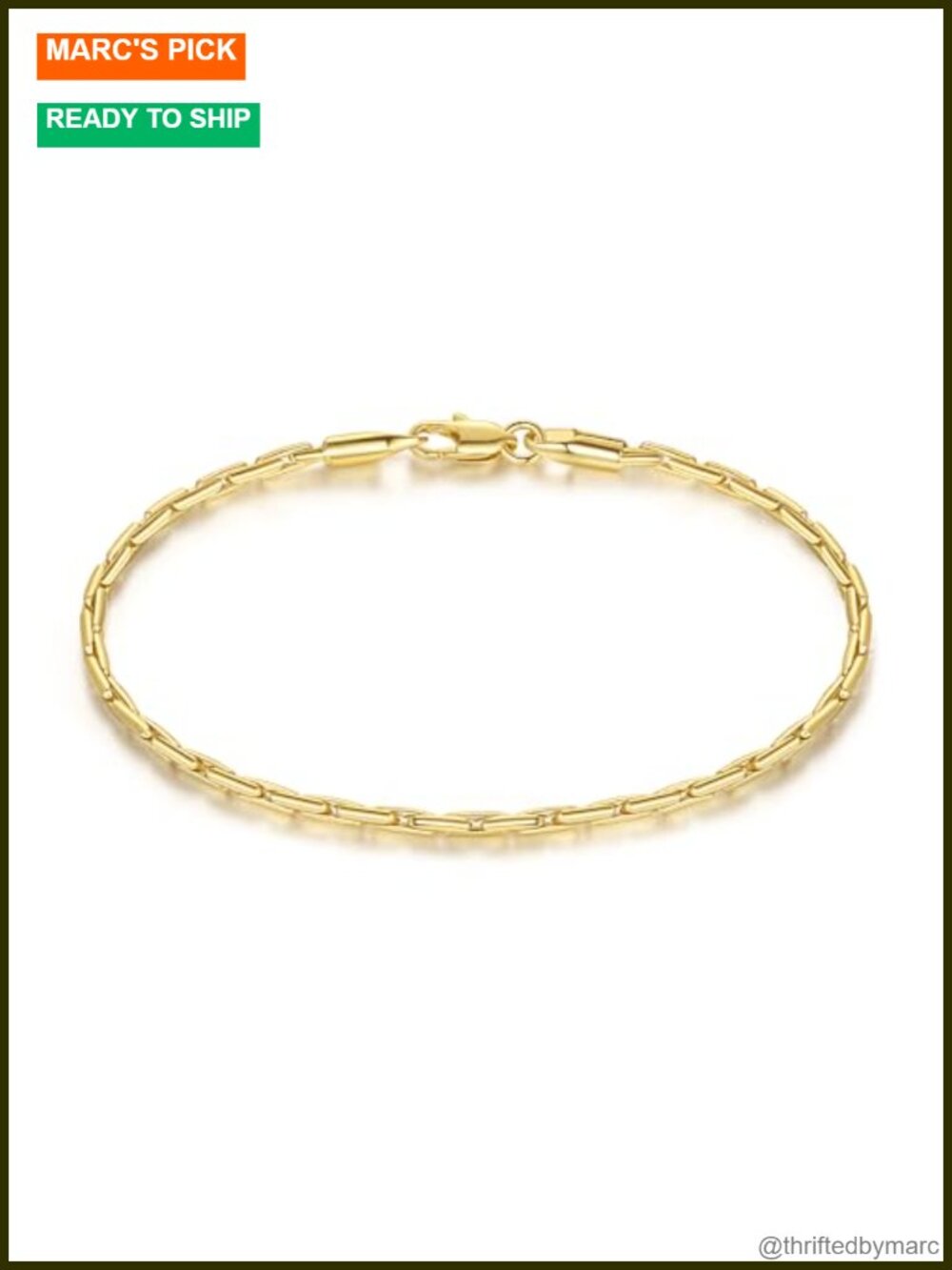 14K Gold Plated Link Chain Bracelet for Women Men Unisex